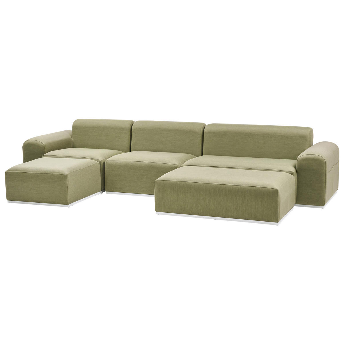 LOUNGE GARNITURA 7-sedežna zelena Battifollo - zelena/bela, tekstil - Beliani