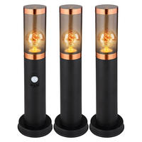 WEGELEUCHTE Edelstahl Schwarz Rauchoptik 3er Set - Schwarz, Metall (7.6/7.6/45cm) - Globo Lighting