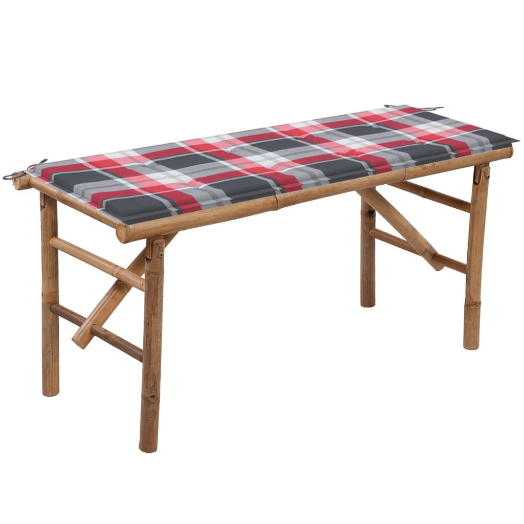 KLAPPBARE Gartenbank mit Auflage 118 cm Bambus - Braun, Holz (38/45/118cm) - furnicato