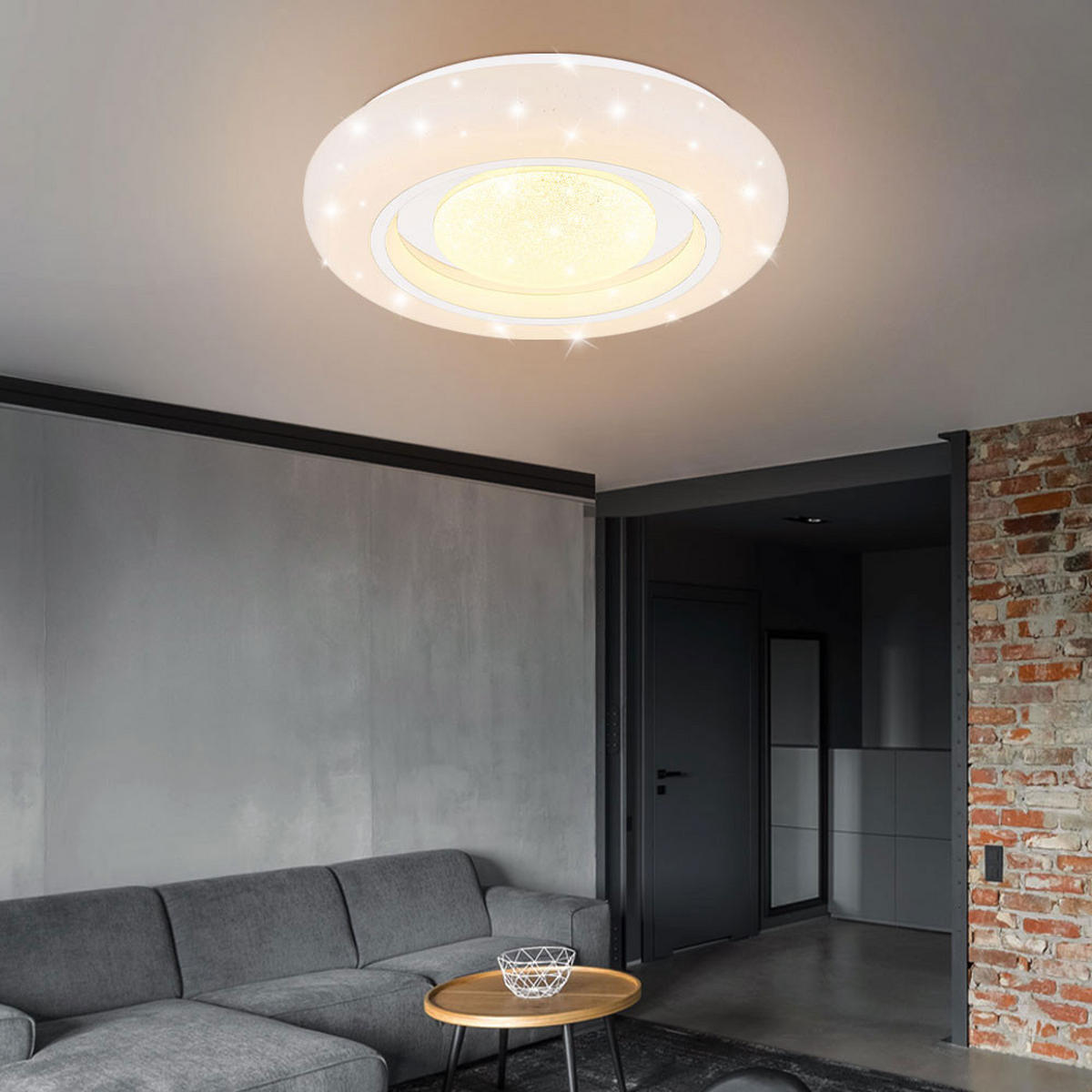 LED DECKENLEUCHTE Kristall Weiß Opal - Weiß, Metall (39/39/8cm) - Globo Lighting