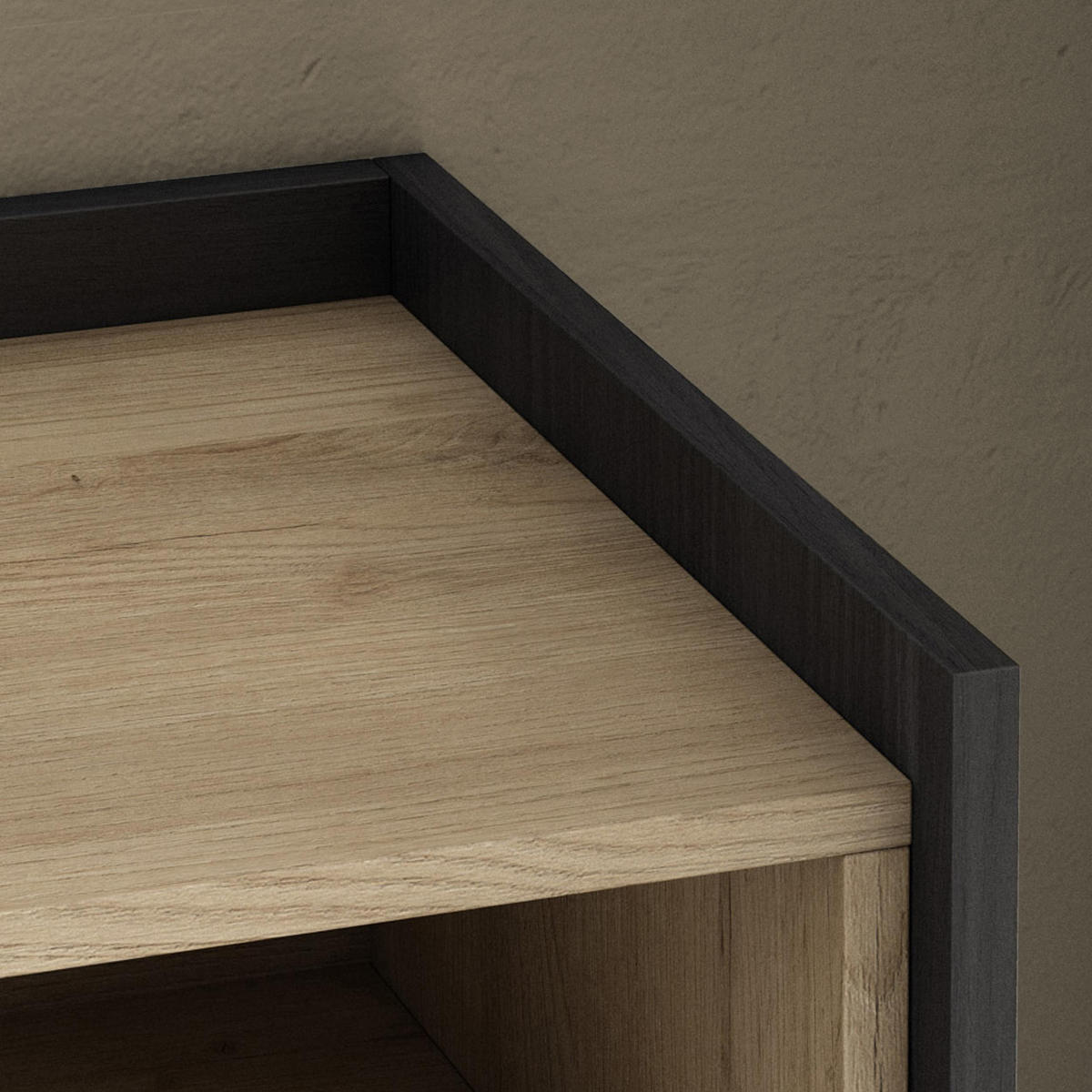 SIDEBOARD, Eiche und Schwarz, 156/37/80cm, mit Led - Eichefarben, Holzwerkstoff (156/80/37cm) - Skraut Home