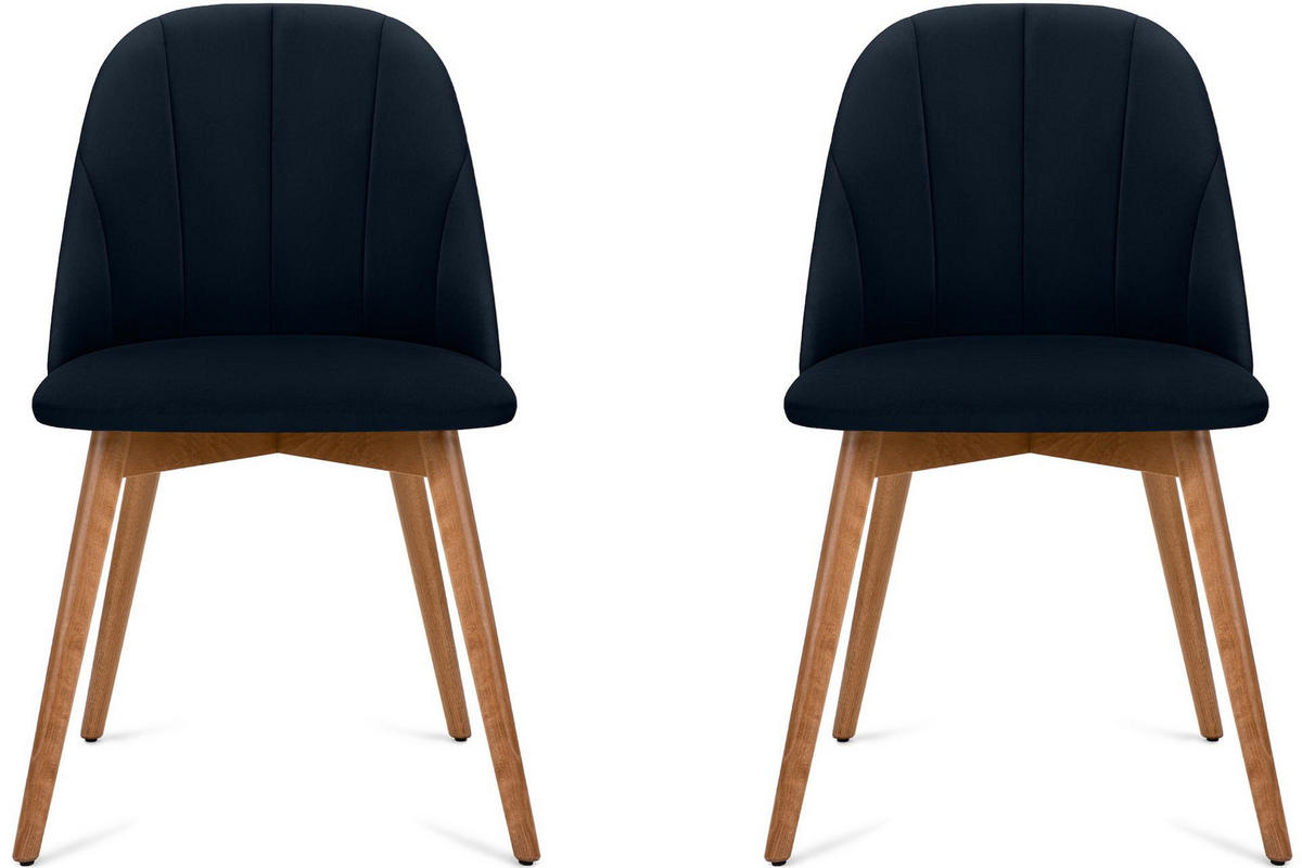 ESSZIMMERSTÜHLE BAKERI (2er-Set), marineblau / eiche hell - Blau/Eichefarben, Holz/Buchenholz (48/86/44cm) - KONSIMO®