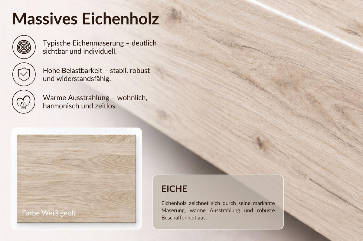 MASSIVHOLZBETT Harmark, Rattan - Kopfteil, Eiche gebleicht - geölt, 140x200 - Eiche Bianco, Eichenholz/Holz (140/200cm) - Skandica