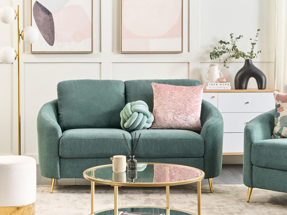 2-SITZER-SOFA Polsterbezug Mintgrün Trosa - Mintgrün, Textil (153/88/86cm) - Beliani