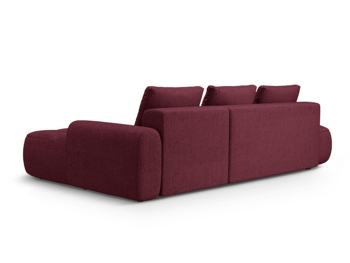 AUSKLAPPBARES-ECKSOFA rechts mit Container Linz aus strukturiertem Stoff burgundfarben 3 Sitzplätze - Bordeaux, Textil (142/275cm) - Cosmopolitan Design