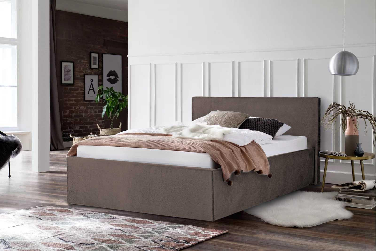 POLSTERBETT bali Dunkelbraun 100 x 200 x 40 cm Stauraum Mit hochwertiger Matratze H2 (bis 100 kg) und Lattenrost - Dunkelbraun, Holz (100/200cm) - Halmon Schlafkomfort Betten 