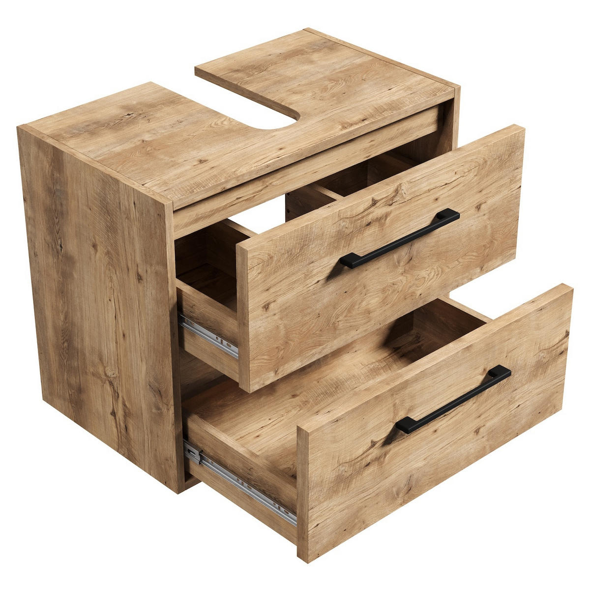 WASCHBECKENUNTERSCHRANK Florence 2 Schubladen Kastanien Eiche - 60 x 35 x 47 cm - Kastanienfarben/Eichefarben, Holz (60/47/35cm) - Badplaats