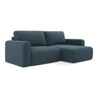 ECKSOFA mit Schlaffunktion rechts Strukturstoff Stoff Blau - Blau/Pink, Kunststoff/Textil (244/149cm) - Makamii