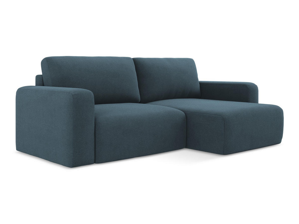ECKSOFA mit Schlaffunktion rechts Strukturstoff Stoff Blau - Blau/Pink, Kunststoff/Textil (244/149cm) - Makamii