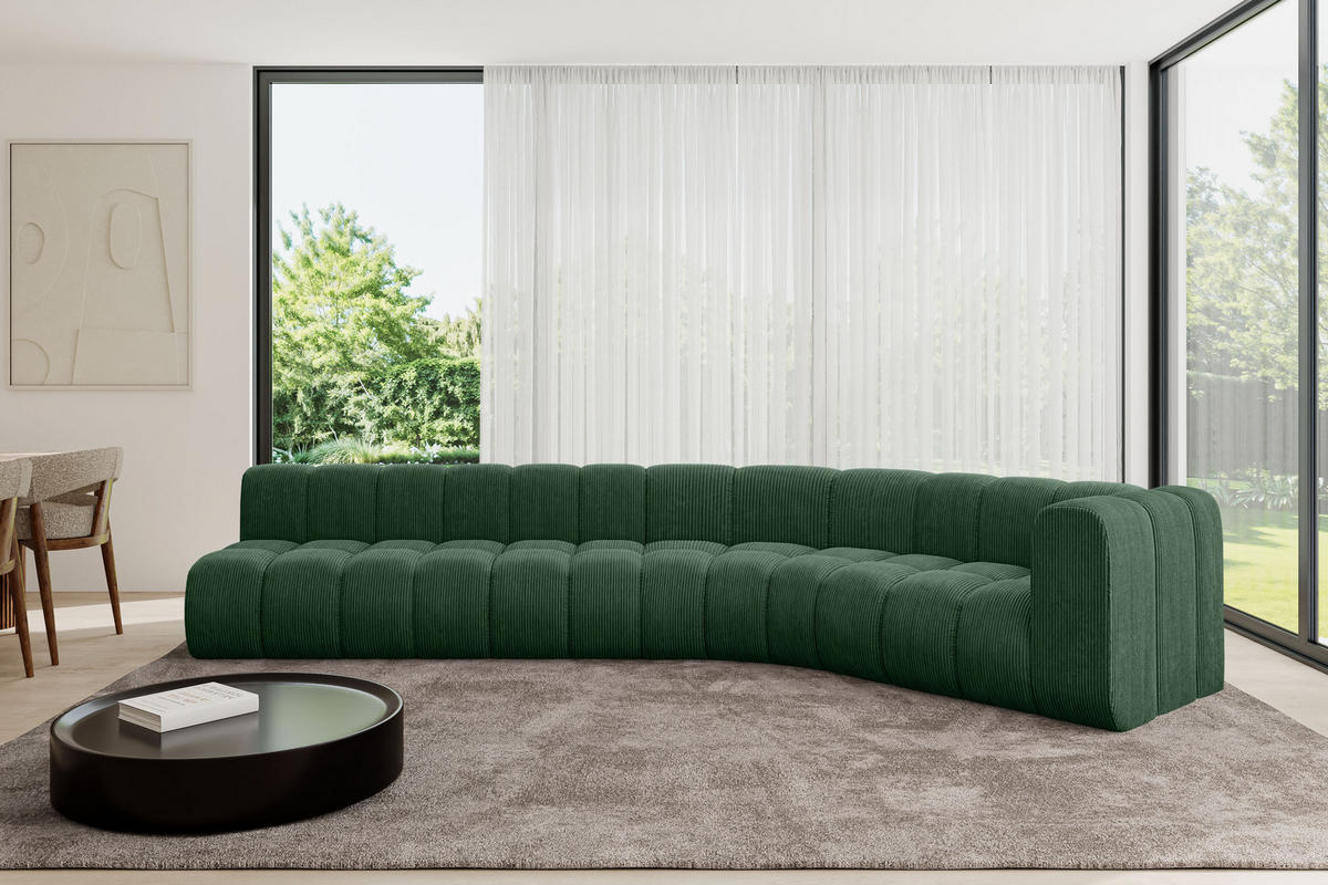 ECKSOFA modulares Sofa Karex-L2 - 399x194x70 cm Grün - Grün, Holzwerkstoff/Textil (399/194cm) - ALTDECOR