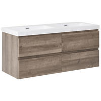 DULAP SUB LAVOAR montat pe perete cu lavoar dublu taupe Viedma - taupe, compozit lemnos (120/52/46cm) - Beliani