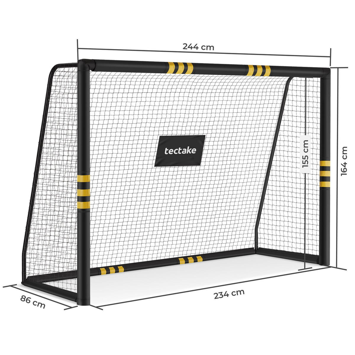 FUSSBALLTOR Harry, werkzeugloses Klicksystem , schwarz/gelb - Gelb/Schwarz, Kunststoff (244/86cm) - tectake