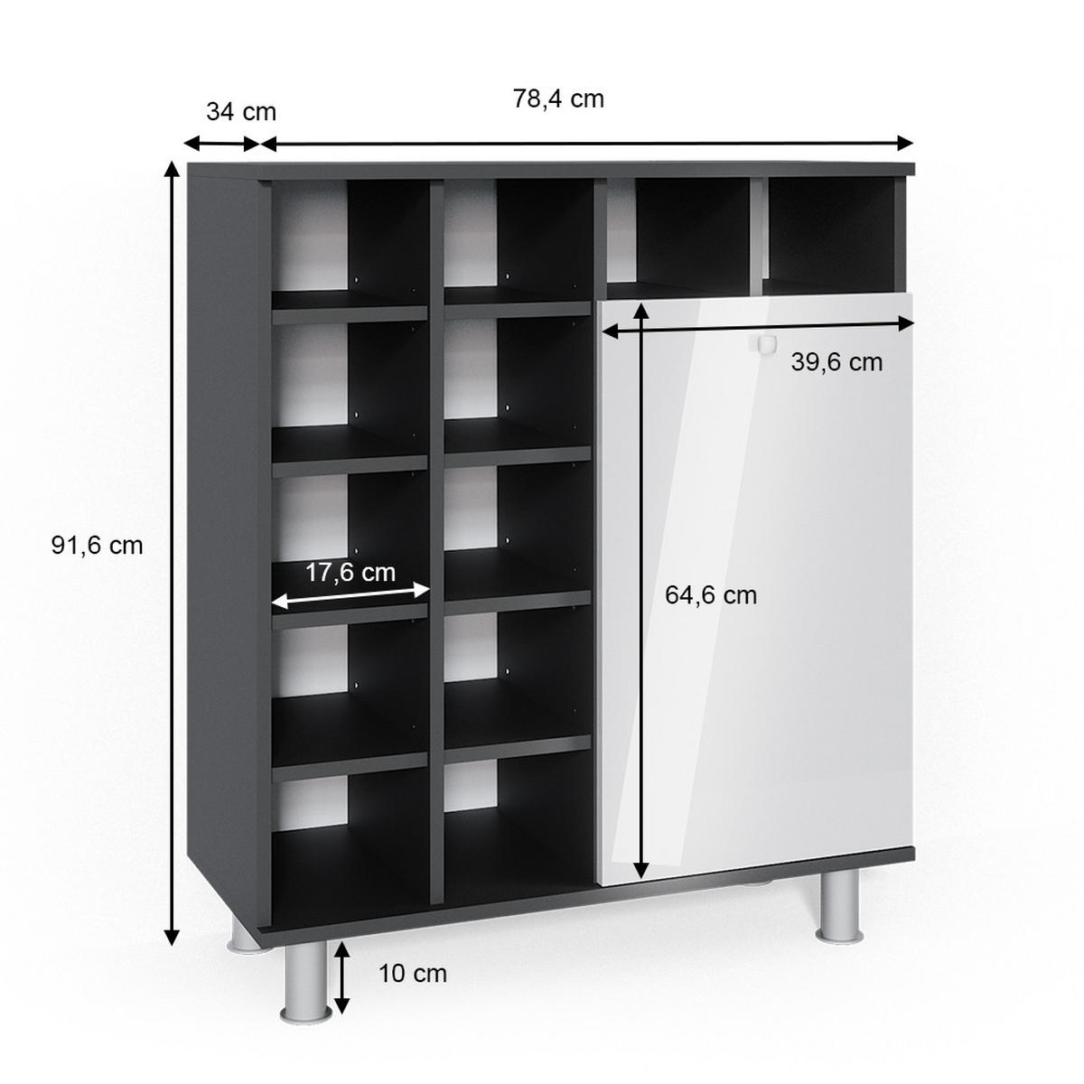 BADSCHRANK Fynn Weiß Hochglanz 78.4 x 91.6 cm - Weiß Hochglanz, Holzwerkstoff (78.4/91.6/34cm) - Vicco