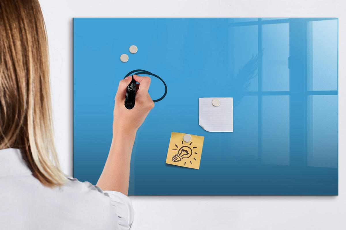 MAGNETTAFEL 90x60 Blau schwarzer Marker - Blau, Glas (90/0.4/60cm) - TULUP