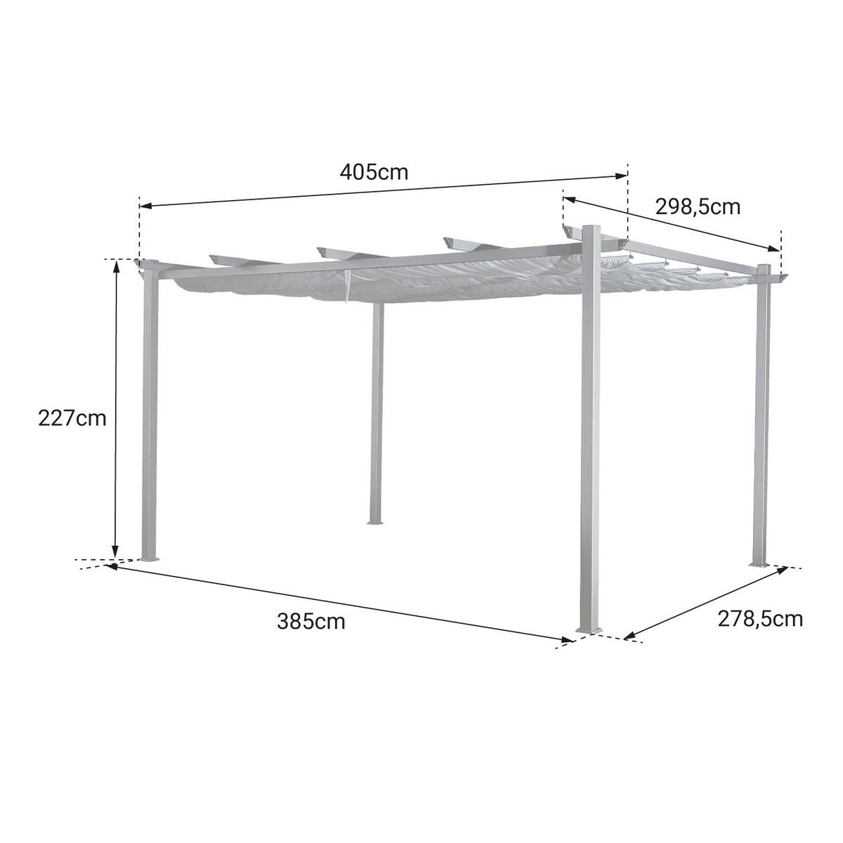 PERGOLA Cassis Grau 405/298.5/227 cm - Grau, Textil (298.5/227/405cm) - Happy Garden