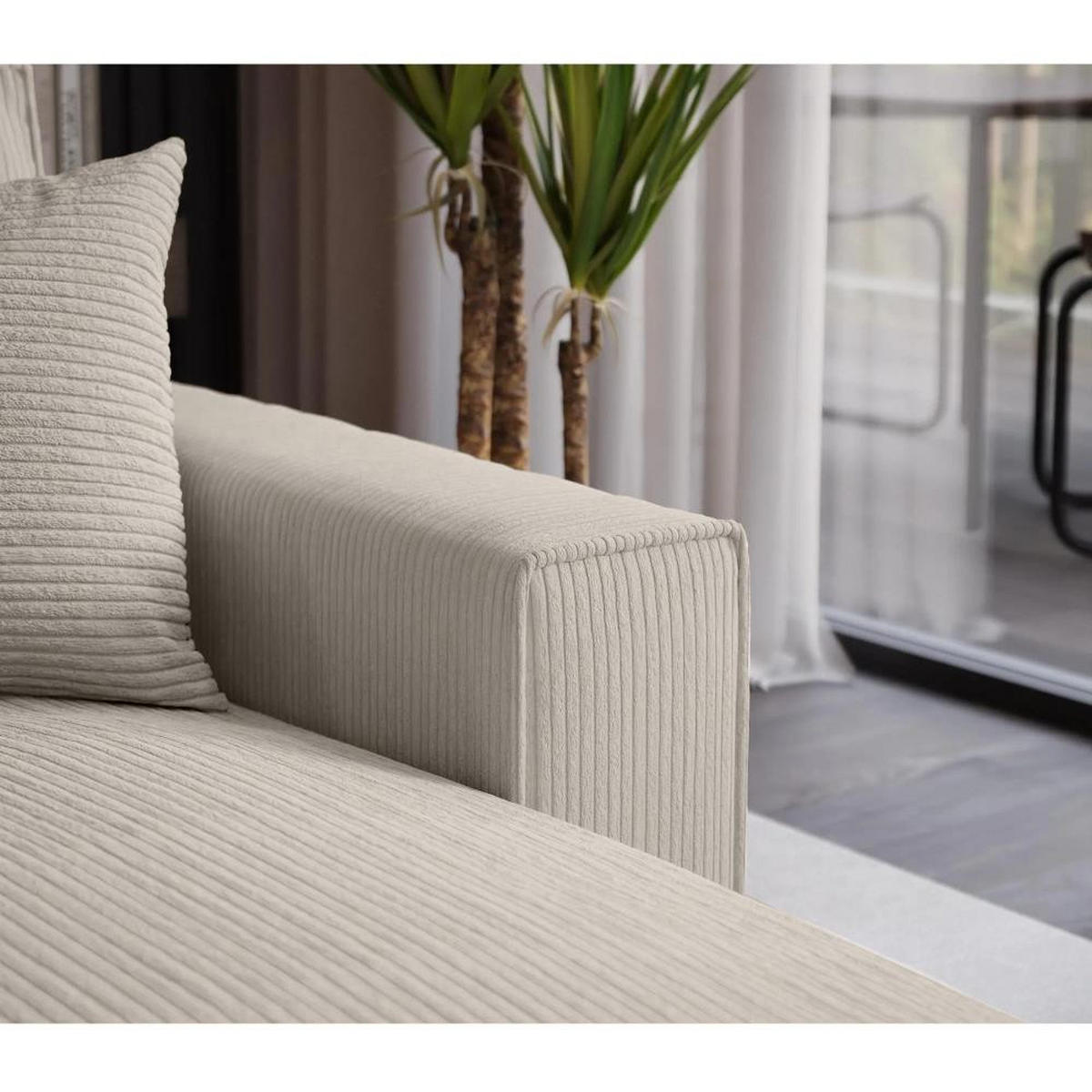 ECKSOFA Parys L Creme - Creme/Schwarz, Kunststoff/Textil (290/185cm) - Beautysofa