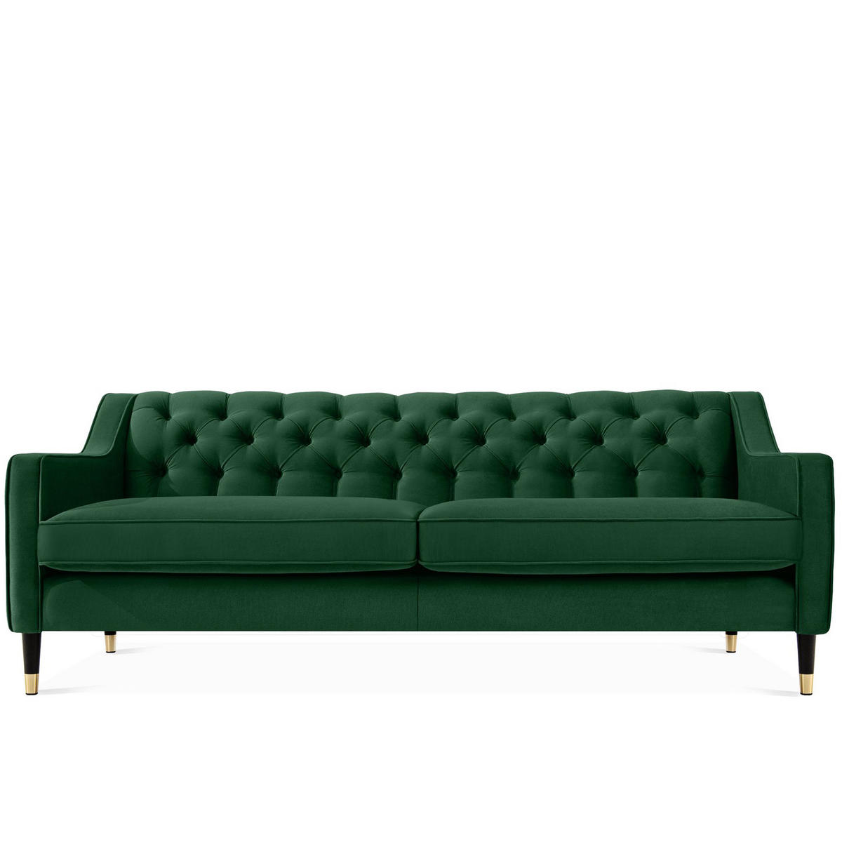 3-SITZER-SOFA NOMUS 3-Sitzer Velours, gesteppt, Dunkelgrün - Wengefarben/Dunkelgrün, Holz/Holzwerkstoff (192/78/80cm) - KONSIMO®