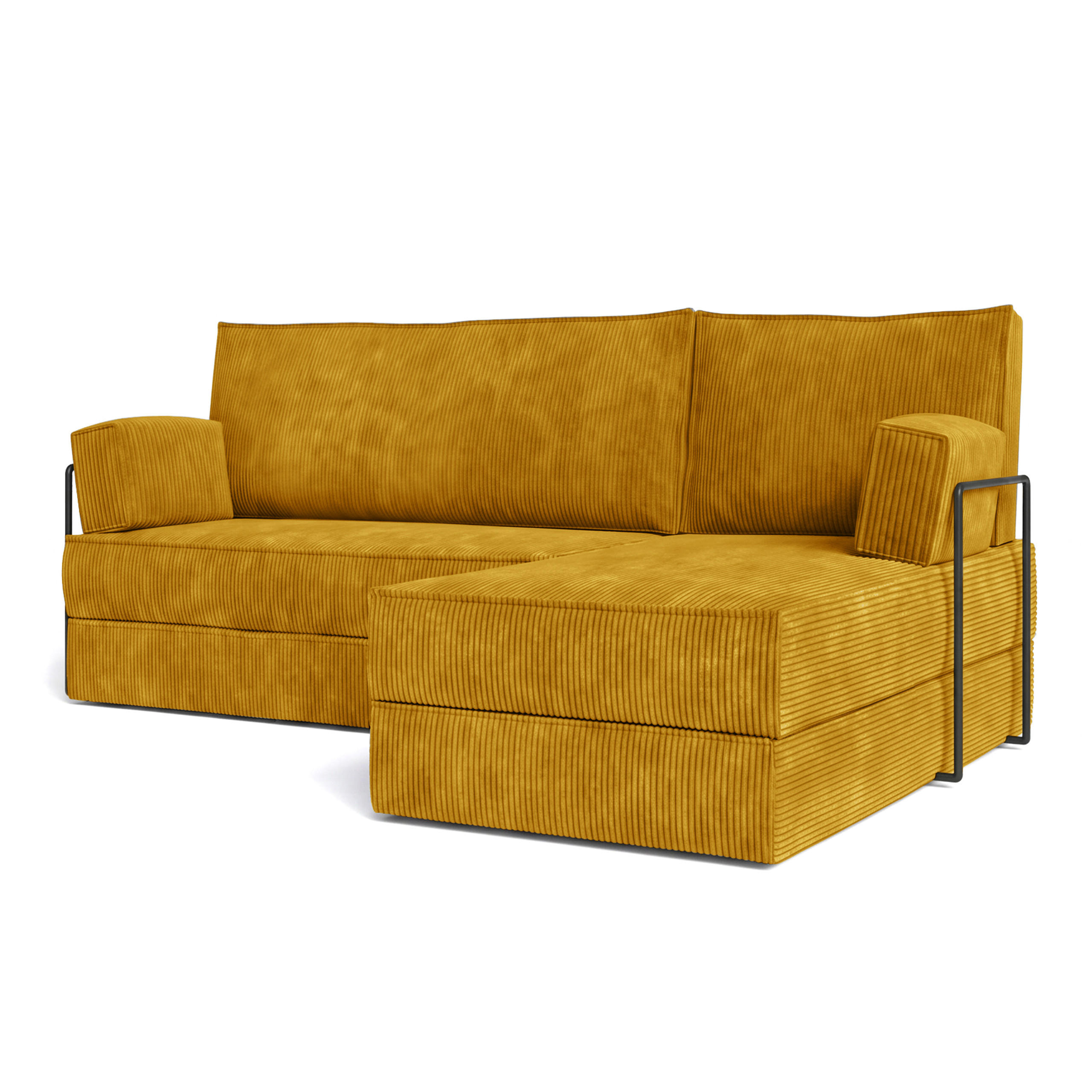 ECKSOFA NOTIA modulares Boneless Sofa mit Schlaffunktion Gelb Kordstoff - Gelb, Textil (200/120cm) - MASSENO
