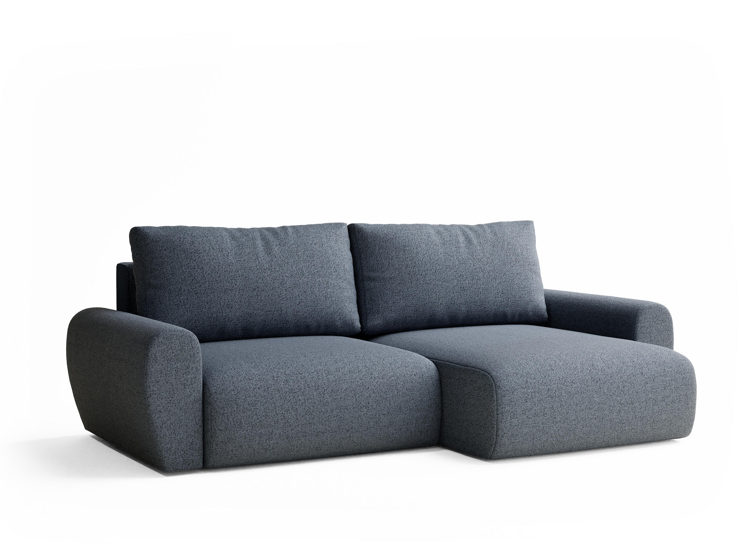ECKSOFA MIT SCHLAFFUNKTION Numba Blau Webstoff - Blau/Schwarz, Holz/Holzwerkstoff (253/153cm) - Maison de Reve