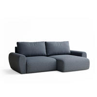 ECKSOFA MIT SCHLAFFUNKTION Numba Blau Webstoff - Blau/Schwarz, Holz/Holzwerkstoff (253/153cm) - Maison de Reve