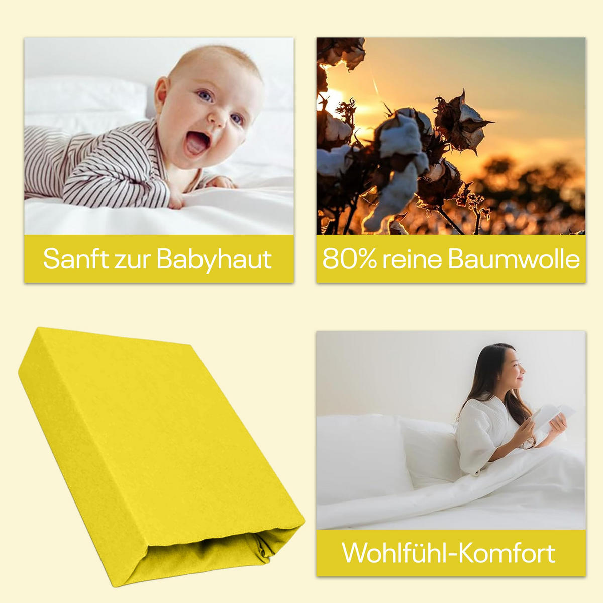 SPANNBETTLAKEN 180/200 cm, Frottee Elastisch 100 % Baumwolle Zitronengelb - Hellgelb, Textil (180/200cm) - Best For Home