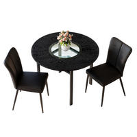 ESSGRUPPE DE-39380 3-teilig, mit 2 PU-Sesseln und Glasplatte Schwarz - Schwarz, Metall (100/76/100cm) - ComfortXL