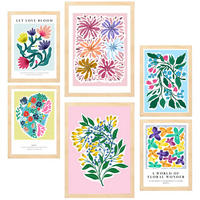 POSTER Set Mit 6 Botanica Schönen Sommer A3 & A4 Rahmen Aus Hellem Holz - Beige, Papier (29/3cm) - Nacnic