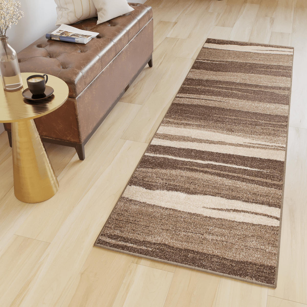 LÄUFER SARI Taupe 70/100 cm - Taupe, Textil (70/100cm) - Tapiso