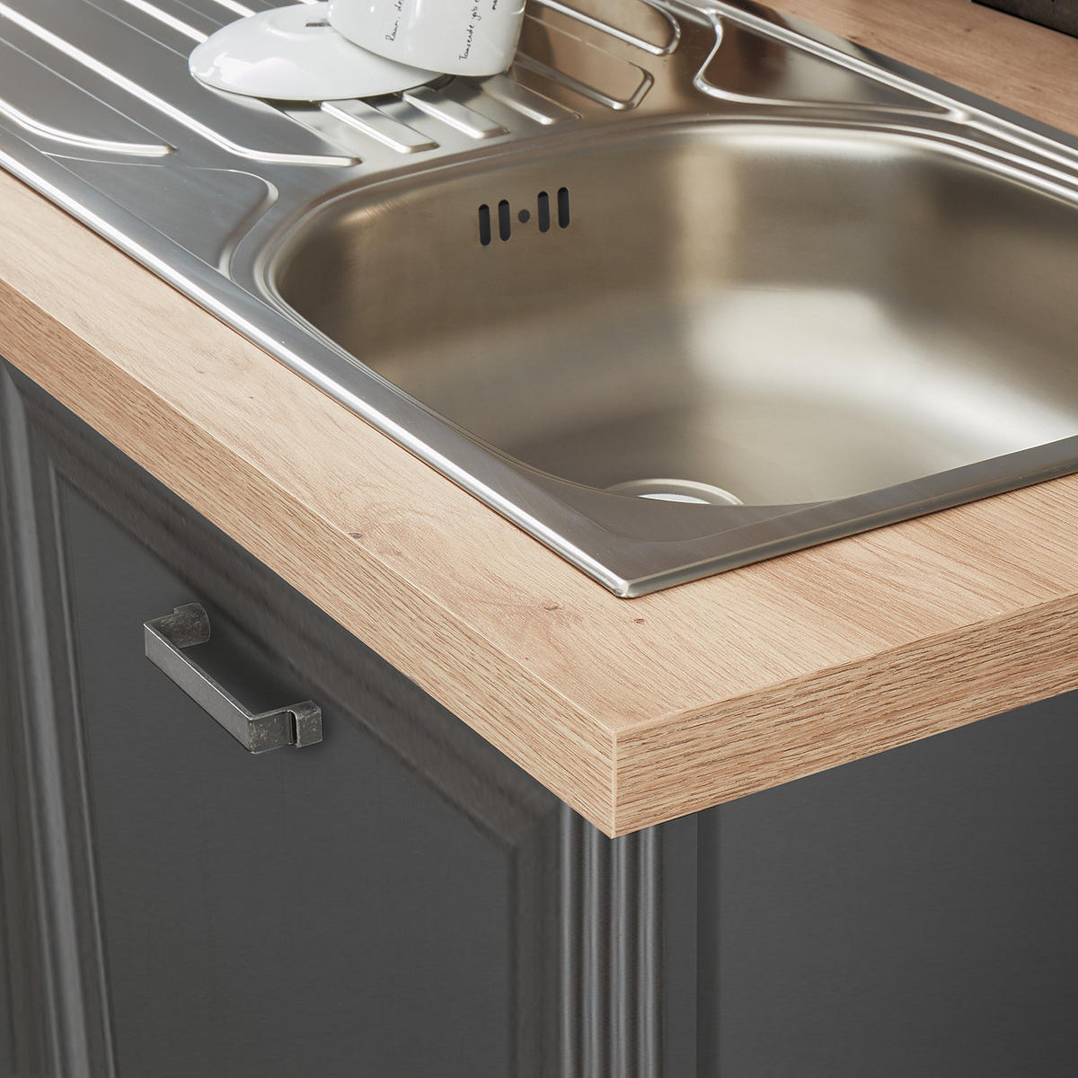 KÜCHENZEILE - Anthrazit, Holzwerkstoff (235/217/60cm) - home24