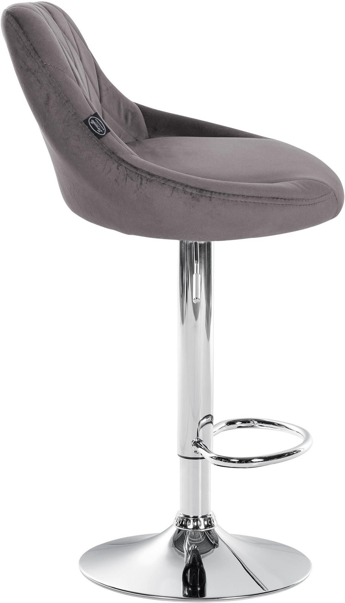 BARHOCKER Stoff grau - Chromfarben/Grau, Textil/Metall (46/83/49cm) - CLP