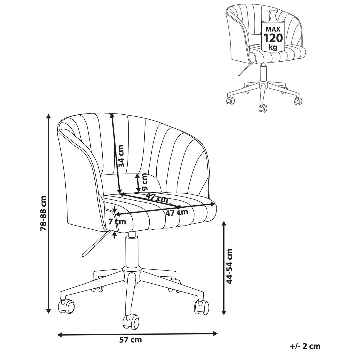 BÜROSTUHL Hellgrau Katonah - Silberfarben/Hellgrau, Textil (57/78/57cm) - Beliani