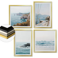 WANDBILDER 4er Set - 50x50 cm & 40x60 cm Goldrahmen - Küstenlandschaftsblick - Goldfarben, Kunststoff (50/50cm) - ArtPrintCave
