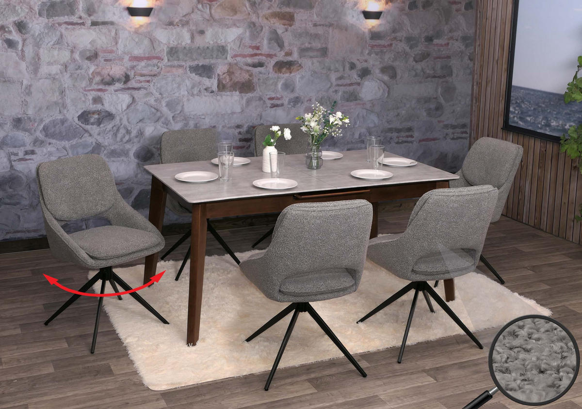 ESSZIMMERSTUHL Hellgrau 6er-Set - Hellgrau, Textil (55/87/55cm) - MCW