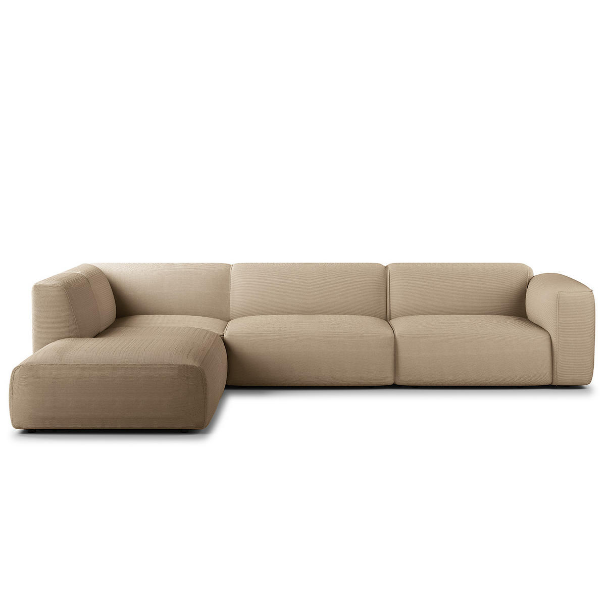 3-SITZER ECKSOFA mit Recamiere - Taupe/Schwarz, Textil (295/231cm) - home24