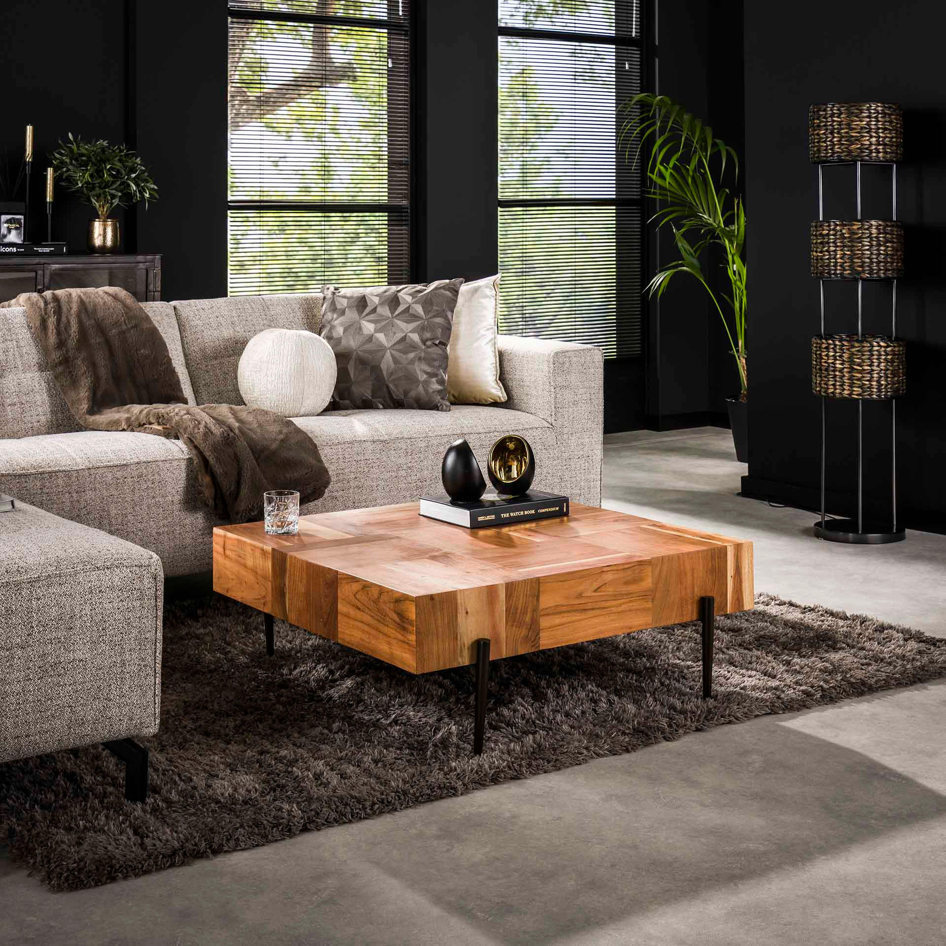 COUCHTISCH Blocks Braun 90/90/35 cm - Braun, Holz (90/90/35cm) - Hoyz Collection