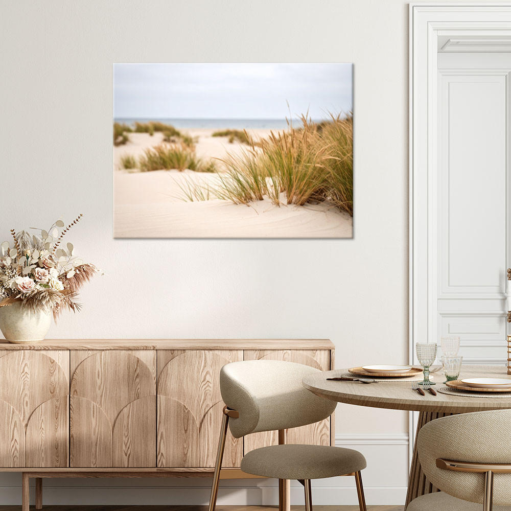 LEINWANDBILD Strand Meer Pflanzen Dünen Natur 120x80cm - Beige, Textil (120/80cm) - Feeby