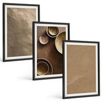 BILDER SET 3er Set - 40x60 cm Schwarzer Rahmen - Minimalistische Steinstrukturen - Schwarz, Kunststoff (40/60cm) - TULUP