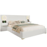 POLSTERBETT 180x200 cm in Beige mit LED-Kopfteil, USB-Anschlüssen und Nachttischen - Beige, Textil (180/200cm) - IVMEU