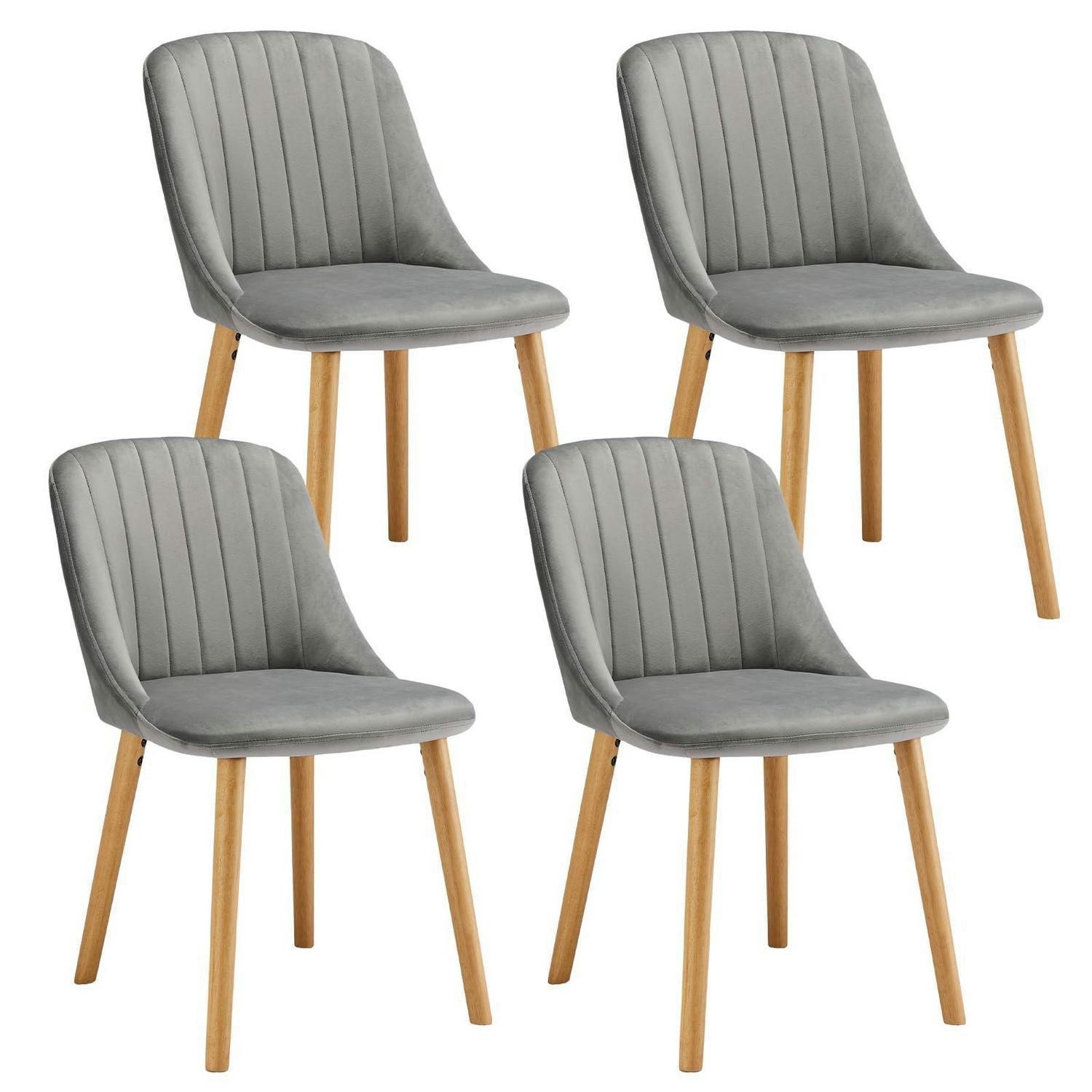 ESSZIMMERSTÜHLE 4er Set Samt Polsterstuhl Hellgrau - Grau, Textil (48.5/81/43.5cm)