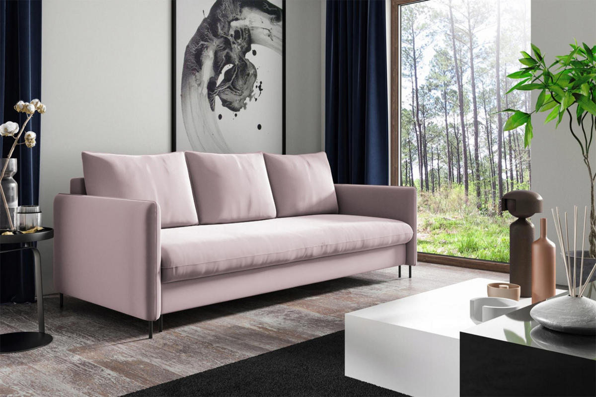 SCHLAFSOFA BELIS in Rosa - Rosa, Holzwerkstoff/Textil (216/95/100cm) - Bettso