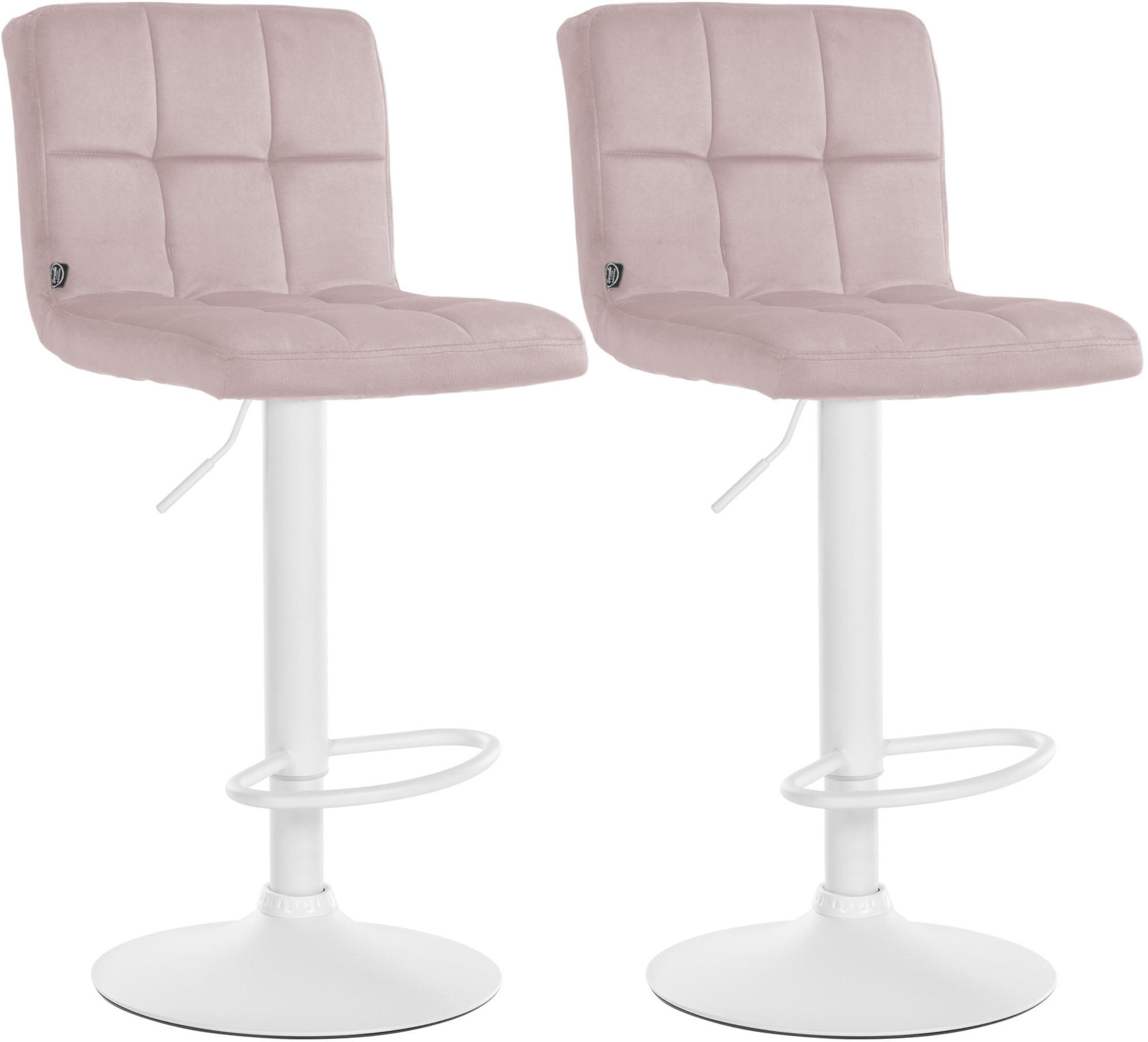 BARHOCKER 2 Samt Rosa - Weiß/Rosa, Textil/Metall (46/94/47cm) - CLP