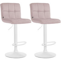 BARHOCKER 2 Samt Rosa - Weiß/Rosa, Textil/Metall (46/94/47cm) - CLP