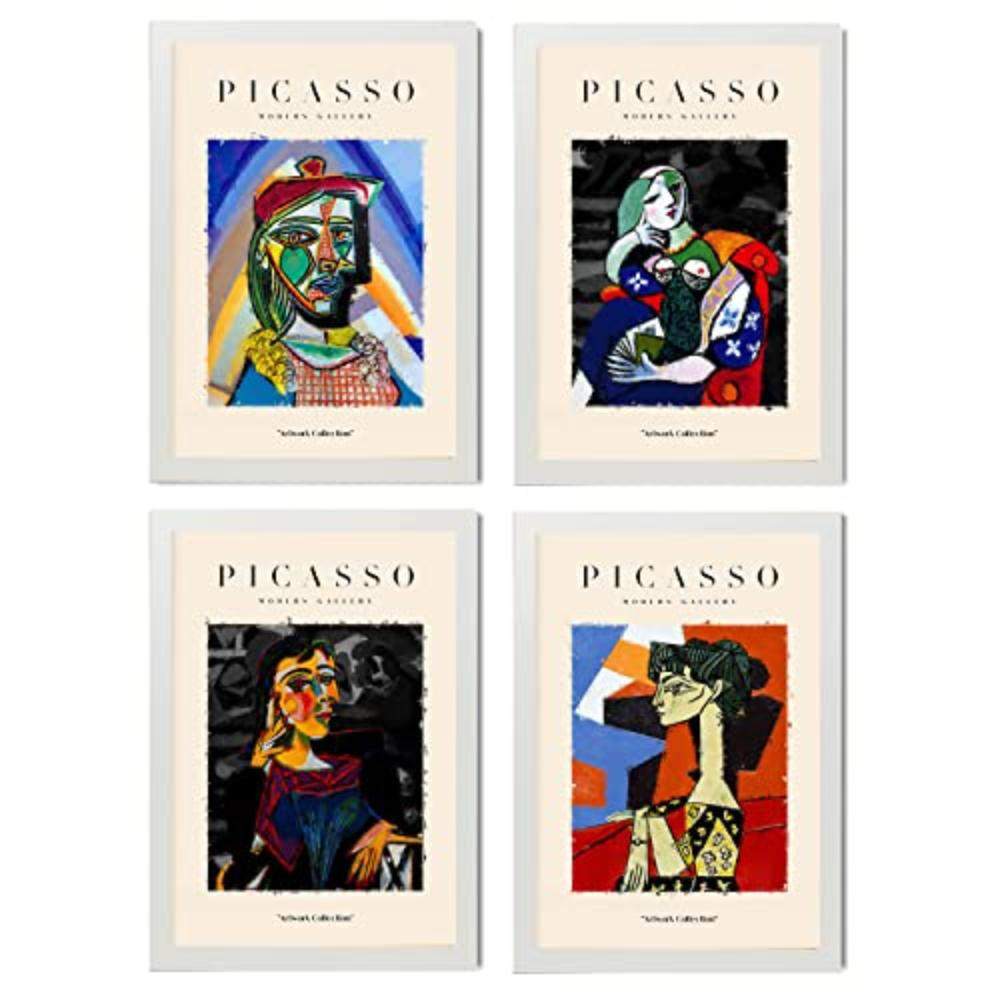 POSTER Set mit 4 PicassoSammlung der Trauer Ästhetische A4 Weißer Rahmen - Weiß, Papier (29.7/3cm) - Nacnic