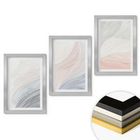 WANDBILDER 3er Set - 20x30 cm Silberner Rahmen - Abstrakte Wellen, Karton, Pastell - Silberfarben, Kunststoff (20/30cm) - ArtPrintCave
