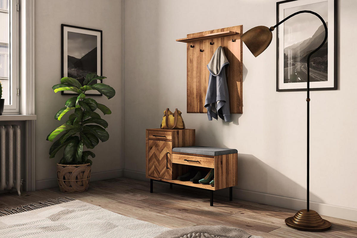HALLENBANK LEON Wildeiche - Wildeiche, Holz (97/70/36cm) - byoak
