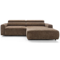 ROHOVÁ pohovka Fando s elektricky výsuvným sedákem, světle hnědý ženil - černá/světle hnědá, textil/plast (182/252cm) - Selsey