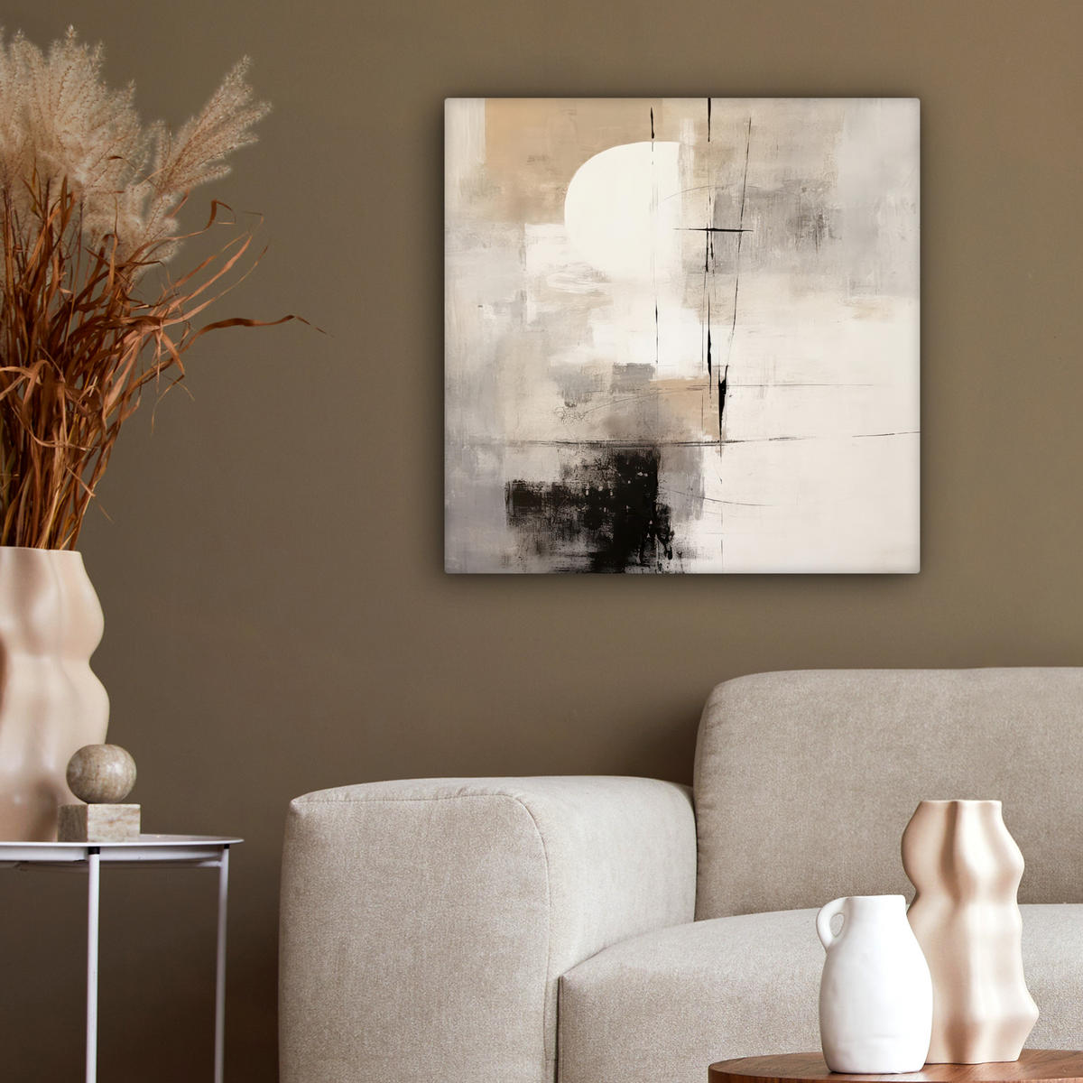 LEINWANDBILD Abstrakt - Kunst - Grau 50x50 cm - Hellgrau, Textil (50/50cm) - MuchoWow