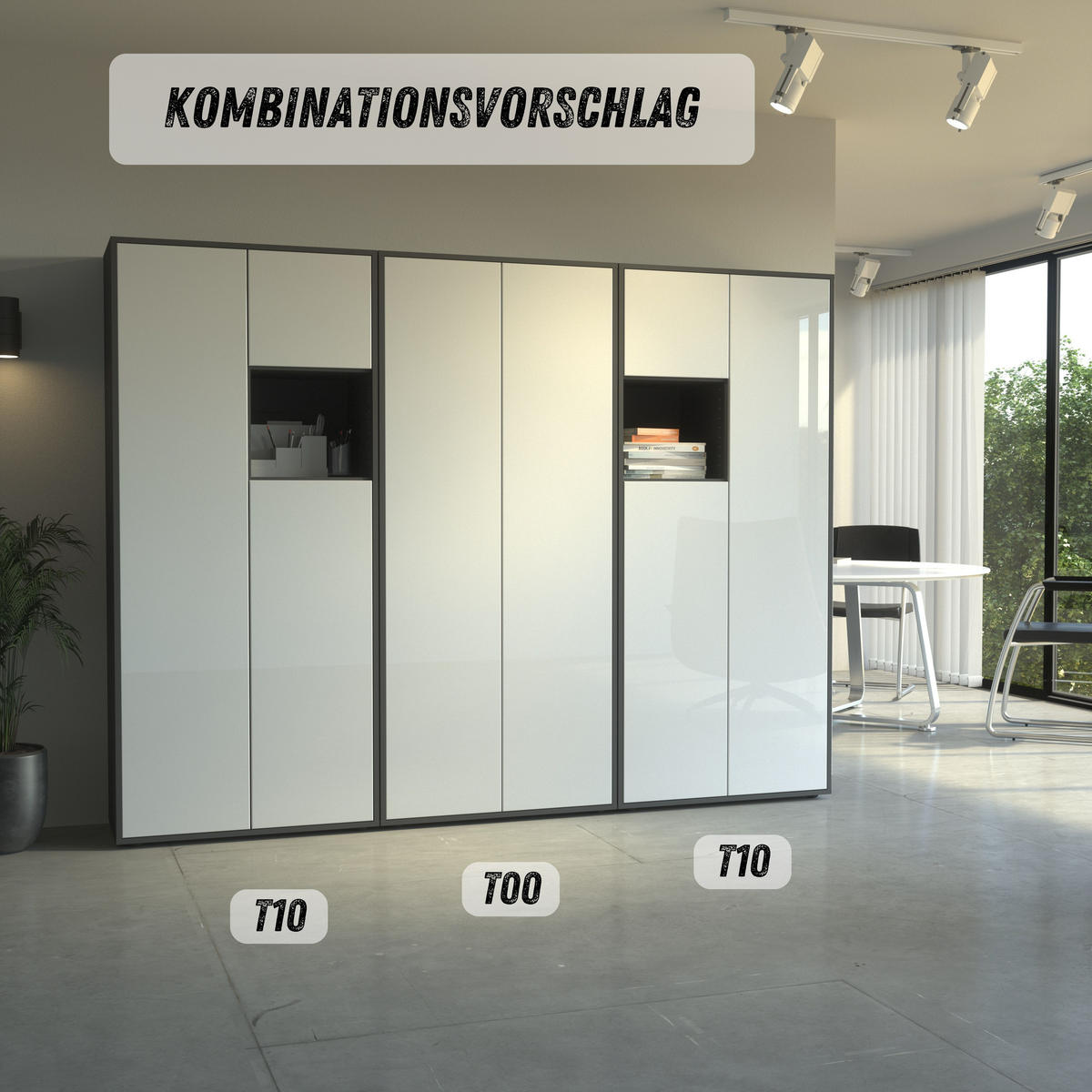 AKTENSCHRANK Amira T10 Weiß Hochglanz 180/80/40 cm - Weiß Hochglanz, Holzwerkstoff (80/180/40cm) - SIMPLYFURN