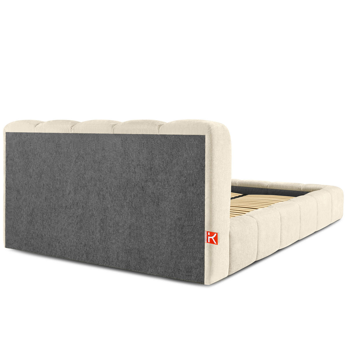 POLSTERBETT MERIDE Chenille, Ecru - Ecru/Schwarz, Holz/Textil (180/200cm) - KONSIMO®