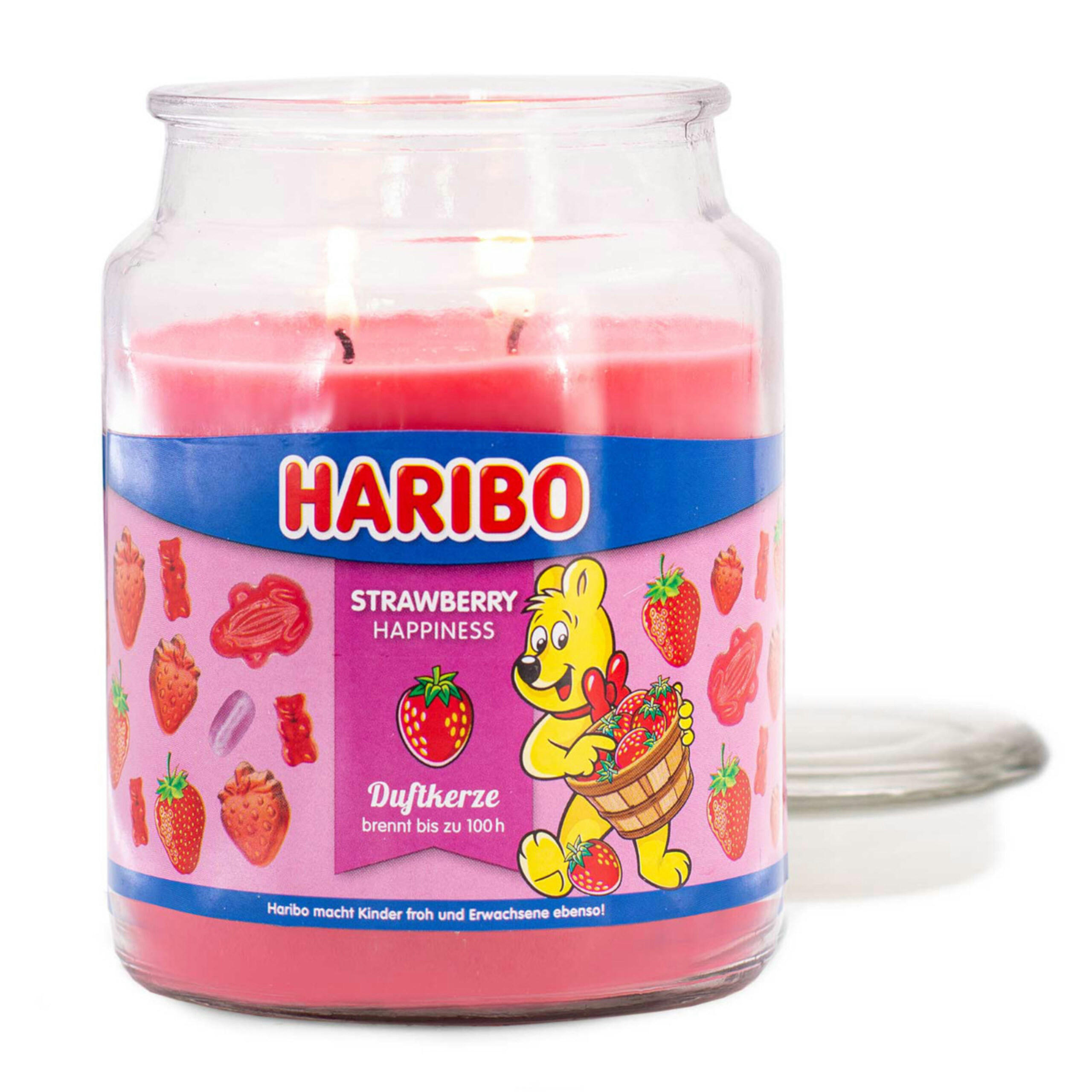 DUFTKERZE Haribo - Hellrot, Glas/Naturmaterialen (13cm)